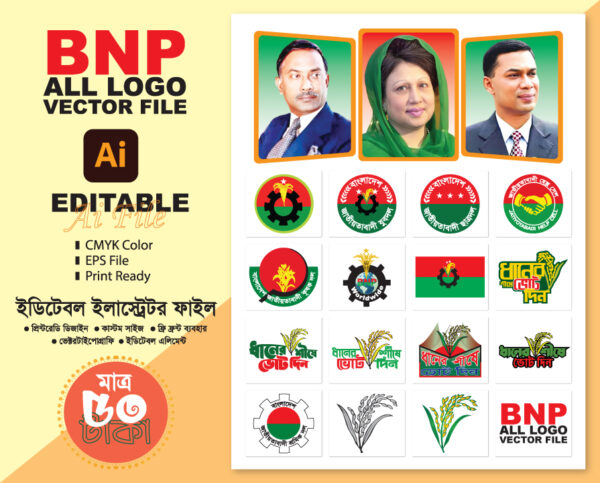 BNP All Logo Vector | বাংলাদেশ জাতীয়তাবাদী দল বিএনপি | যুব দল | ছাত্রদল | কৃষক দল | ভেক্টর লোগো