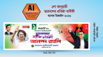 1 লা জানুয়ারী ছাত্রদলের প্রতিষ্ঠা বার্ষিকী ব্যানার